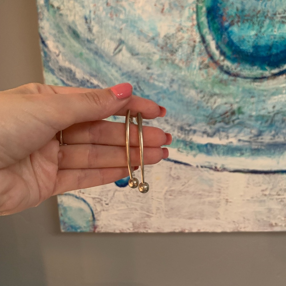 Silver Ball Drop Earrings